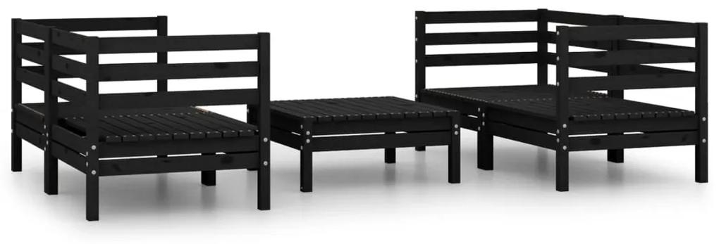 3082401 vidaXL Set mobilier de grădină, 5 piese, negru, lemn masiv de pin