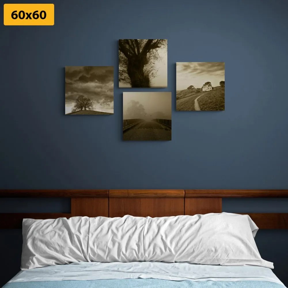 Set tablouri natura misterioasă în design sepia
