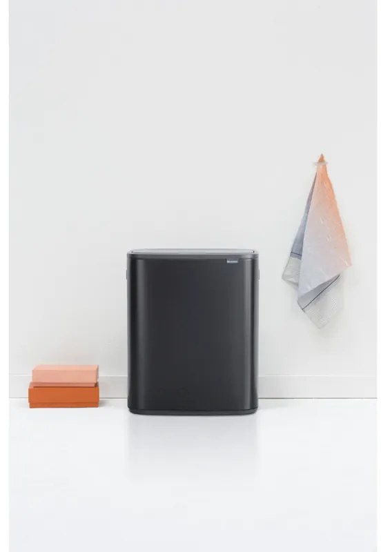 Coș Brabantia Bo Touch 1003218, 2x30 l, Deschidere lină și silențioasă, Deschidere mare, Negru mat