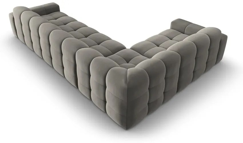 Colțar gri cu tapițerie din catifea (pe partea stângă) Kendal – Micadoni Home