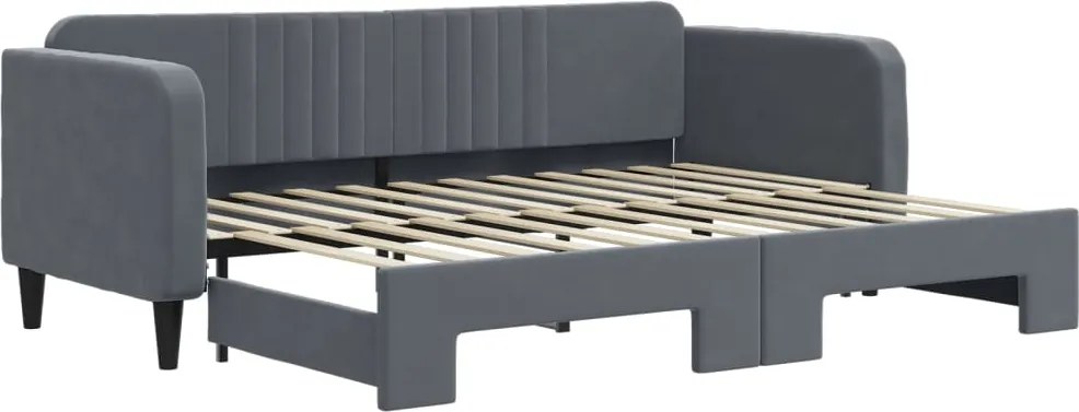 vidaXL Pat de zi cu extensie, gri închis, 80x200 cm, catifea