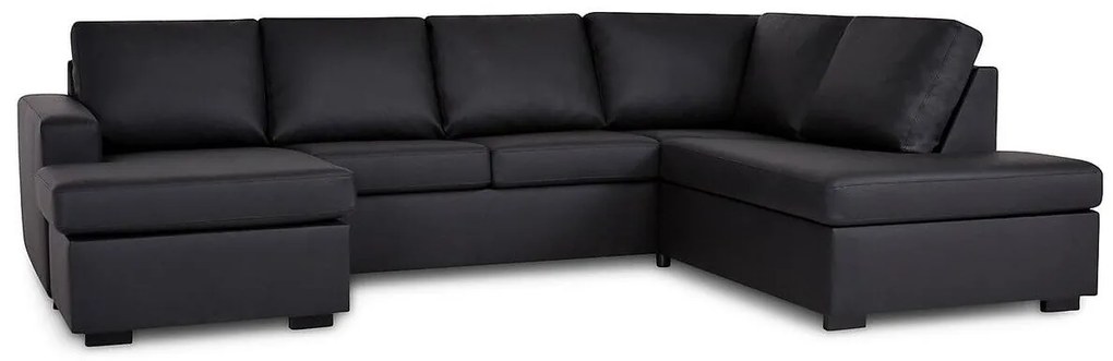 Colțar Scandinavian Choice C118Negru, 285x199x80cm, Picioare: Lemn