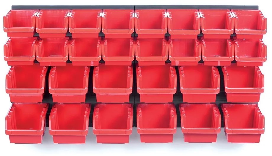 Panou suspendat 80 x 16,5 x 40 cm, 28 cutii de scule, negru/rosu