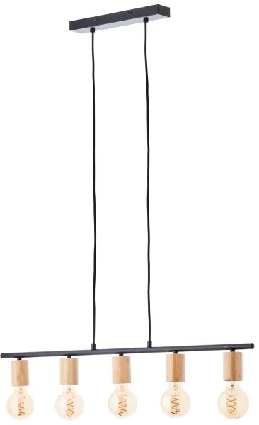 Brilliant - Candelabru KERRY suspendat pe cablu 5xE27/40W/230V negru/bambus