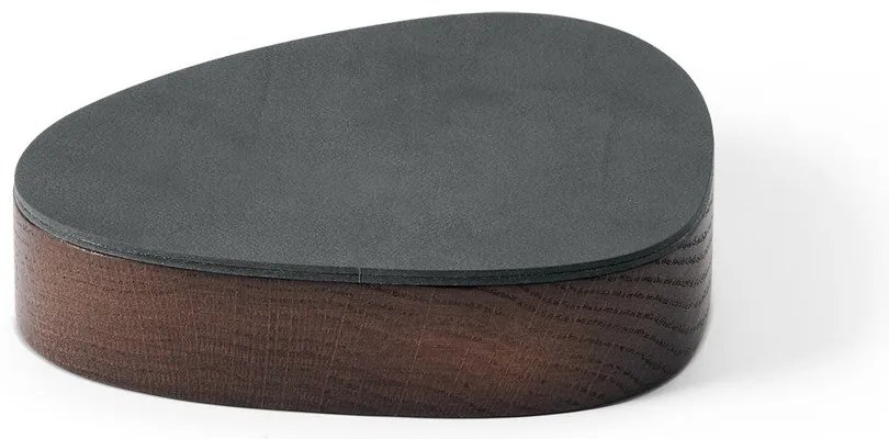 Cutie de depozitare gri antracit-maro din lemn și din piele ecologică cu capac, decorativă 14x12,5x3,5 cm Curve Nupo – LIND DNA