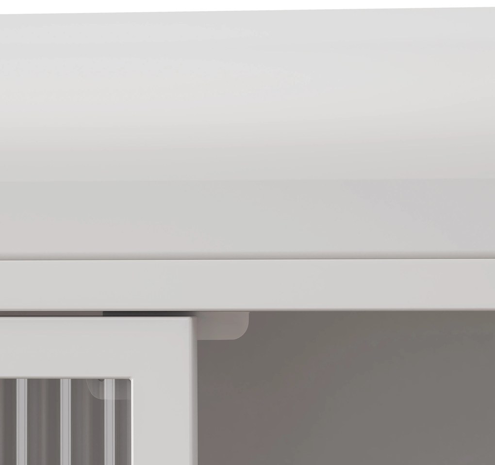 Dulap de Perete cu 3 Uși din Sticlă cu Design Curbat, Alb | Aosom Romania