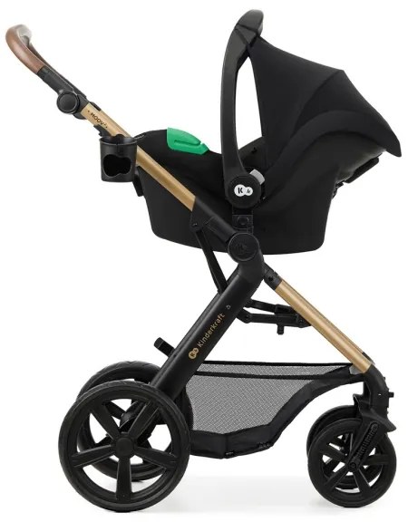 Cărucior de copii combinat 3 în 1 KINDERKRAFT MOOV 2 Pure black + scaun auto MINK PRO