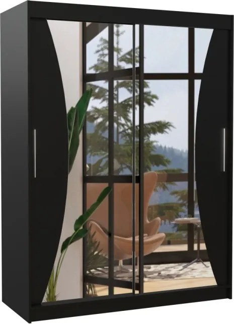 Dulap cu usi glisante si oglinda 150x200 cm, Max, ADRK Furniture (Culoare: Ciocolata)