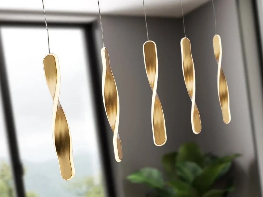 Lustra LED suspendata design modern Twist auriu