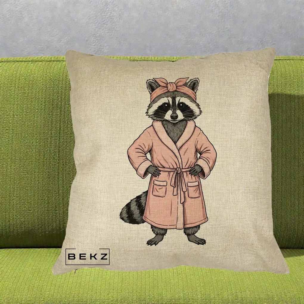 Perna Decorativa Albinuta Kawaii Vesela, 40x40 cm, Crem, Husa Detasabila, Perna Inclusa, BEKZ®