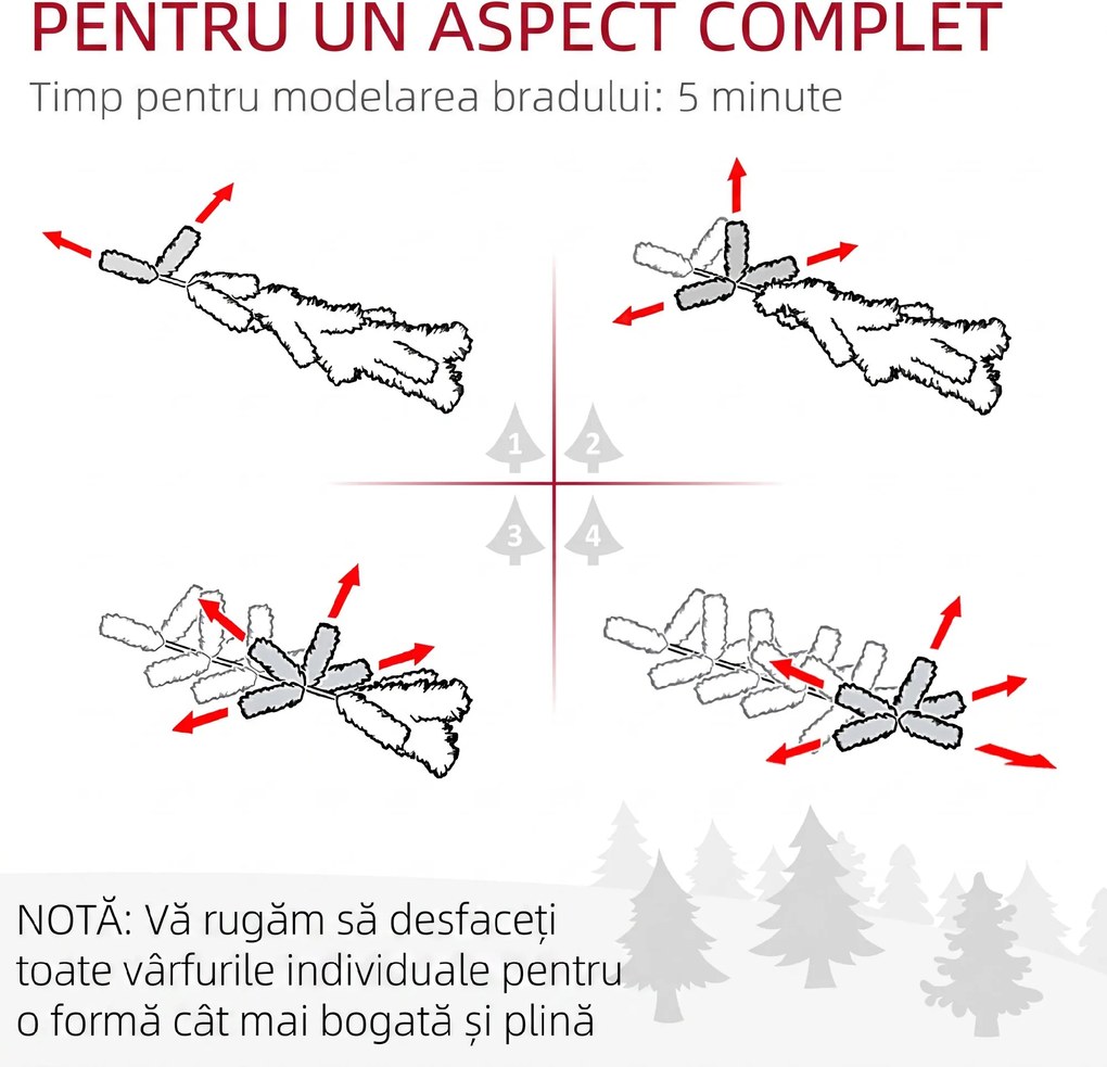 HOMCOM Mini brad de Crăciun 60 cm cu lumini integrate, 86 ramuri, conuri de pin, bobițe roșii, bază din ciment, verde | Aosom Romania