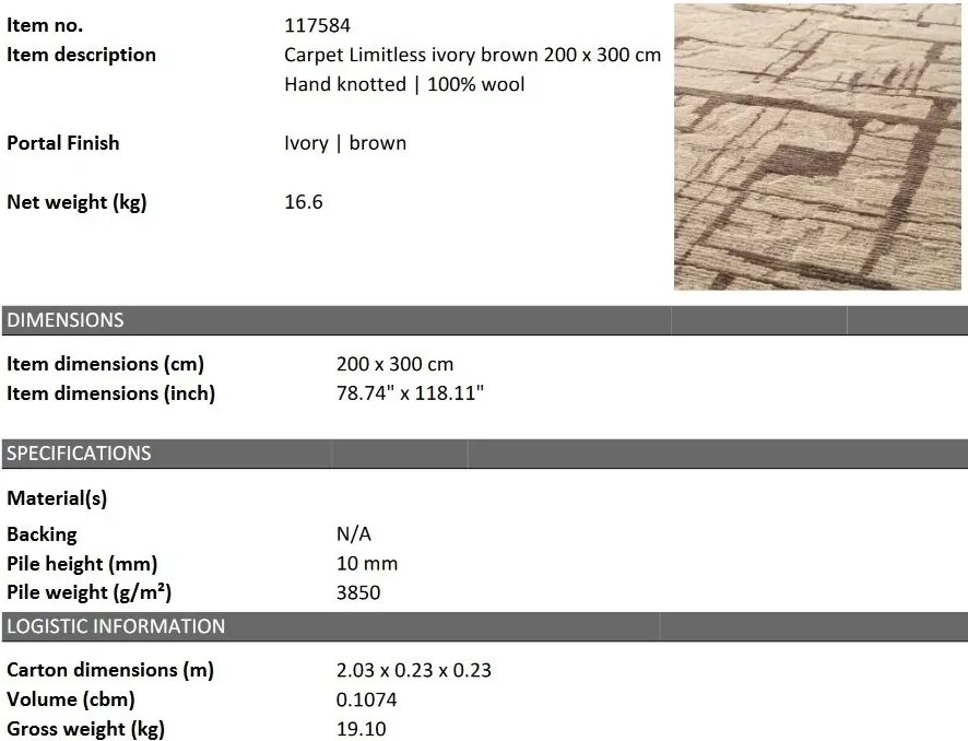 Covor design LUX tesut manual Limitless 200x300cm