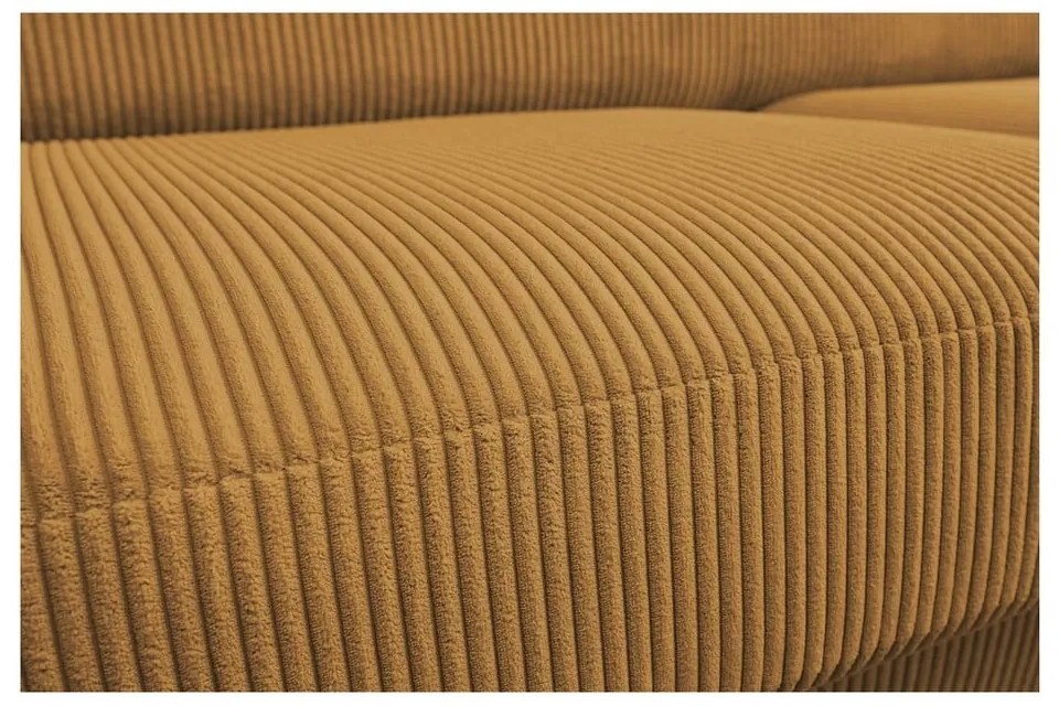 Colțar galben muștar extensibil cu tapițerie din catifea reiată (cu colț variabil) Monaco – Bobochic Paris