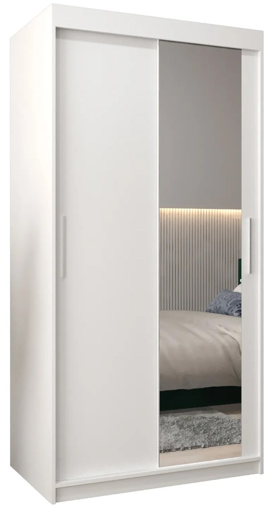 Dulap de haine 100 cm Toki 2 (alb mat + alb mat). 1064957