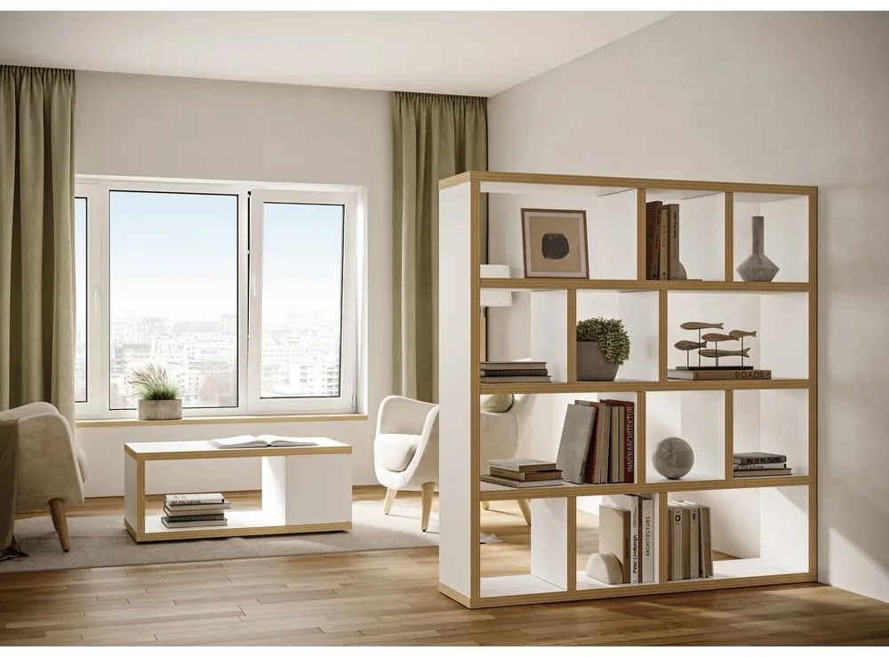 Bibliotecă albă/în culoare naturală 150x159 cm Berlin – TemaHome