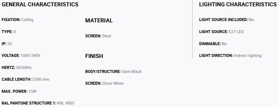 Lustra suspendata metal TATAWIN M 5L negru, alb