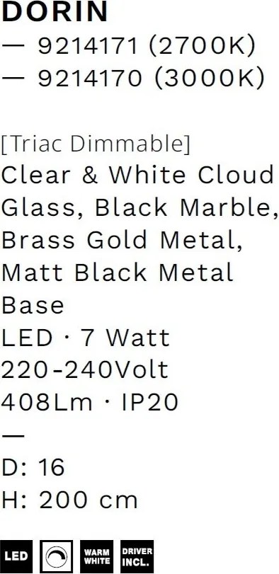 Pendul decorativ LED 2700K DORIN negru