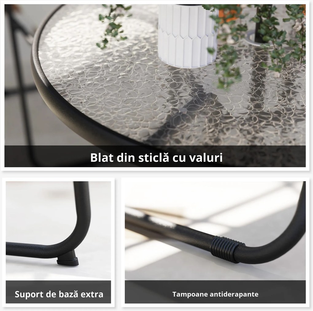 Outsunny Set de Mobilier de Grădină din 6 Piese cu Umbrelă de Soare,  Masă și Scaune Pliante, Ф80x70 cm, Gri | Aosom Romania