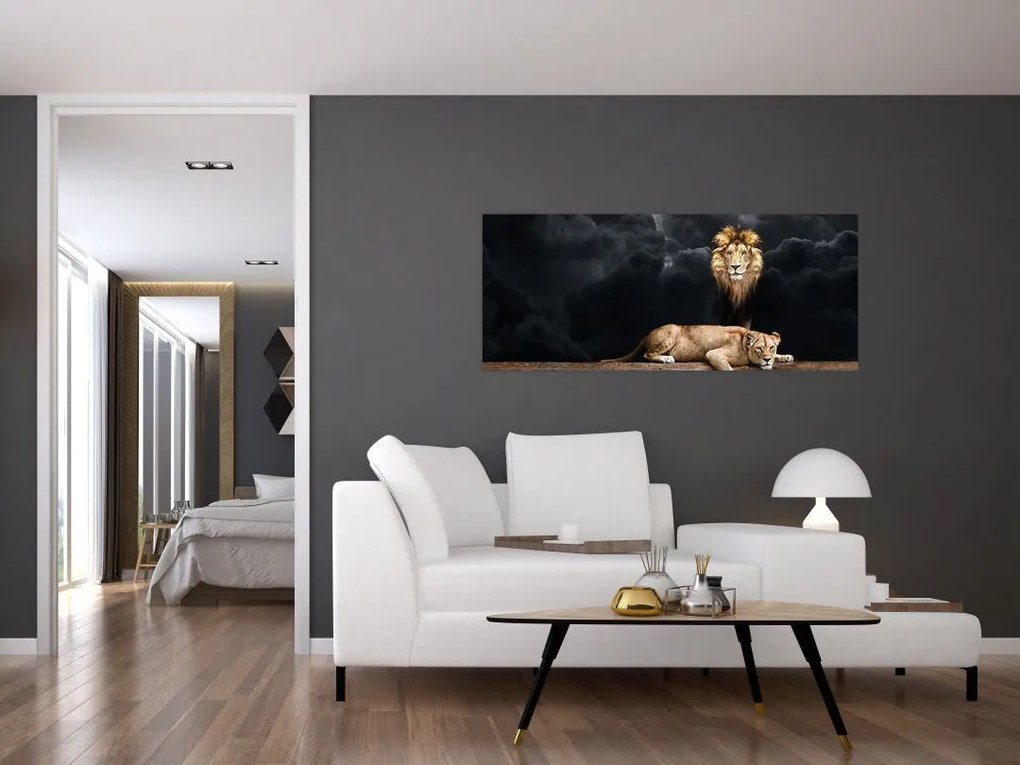 Tablou - Leu și leoaică (120x50 cm)