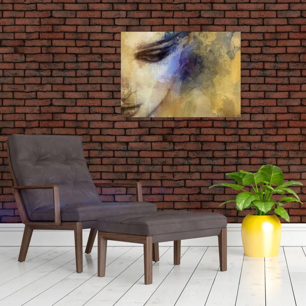 Tablou pe sticlă - Portretul femeii, desen (70x50 cm)