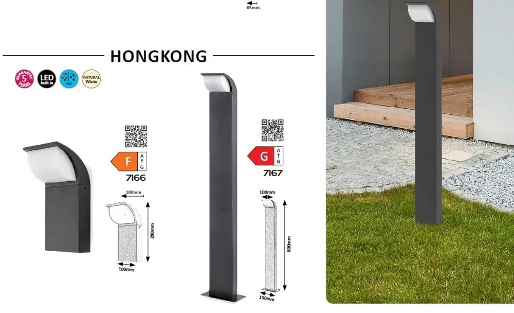 Aplica LED pentru iluminat exterior design modern IP65 Hongkong negru