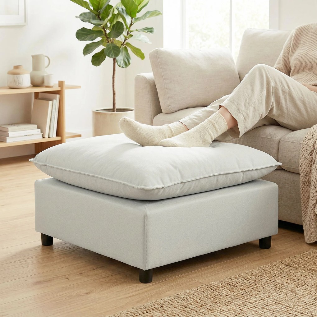 HOMCOM Otomană pătrată pentru living, ottoman cu picioare din plastic, pouf pentru dormitor, hol, 75x75x40 cm, gri | Aosom Romania