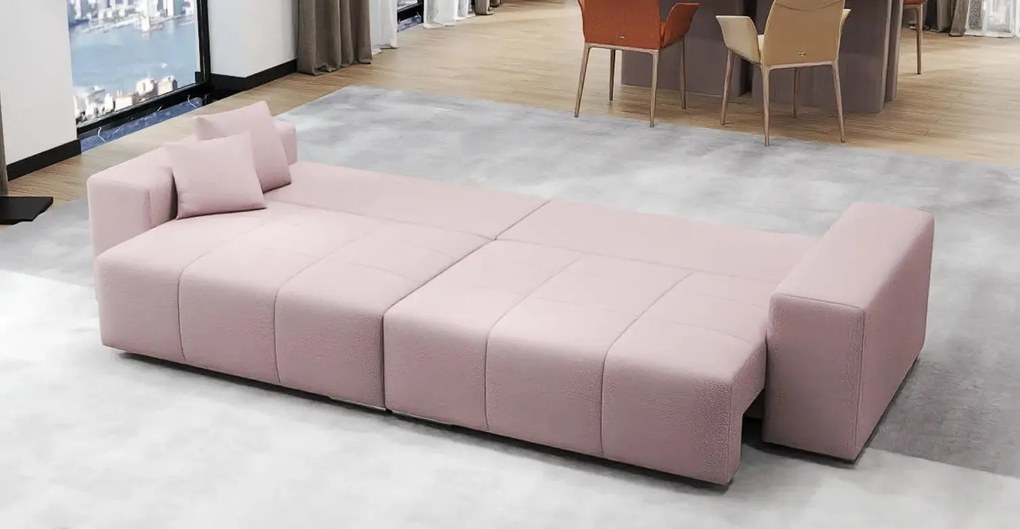 Canapea extensibilă dumonde cu ladă de depozitare si sezut confortabil din spuma high-density, Marbela Enjoy Flamingo XXL 295x100 cm