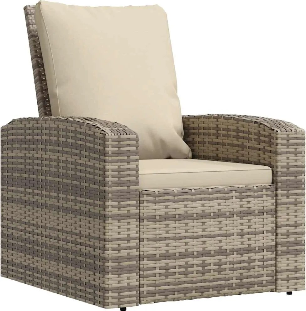 vidaXL Scaun rabatabil de grădină cu perne, maro deschis, poliratan