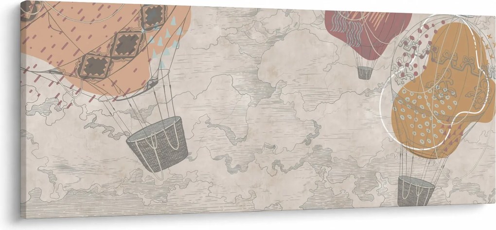 Tablou - Baloane deasupra orașului, nuanțe reci (120x50 cm)