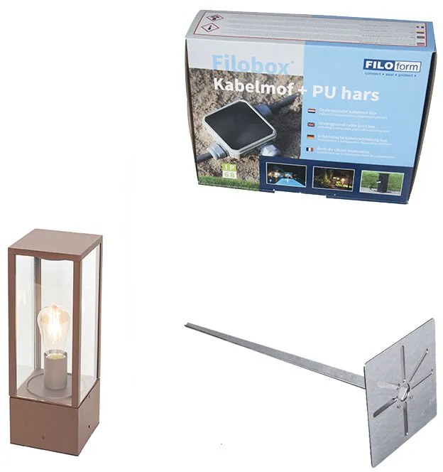 Lampă industrială de exterior în picioare ruginiu maro 40 cm IP44 - Charlois