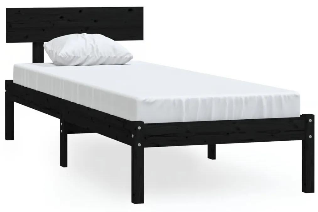 810136 vidaXL Cadru de pat, negru, 90x200 cm, lemn masiv de pin