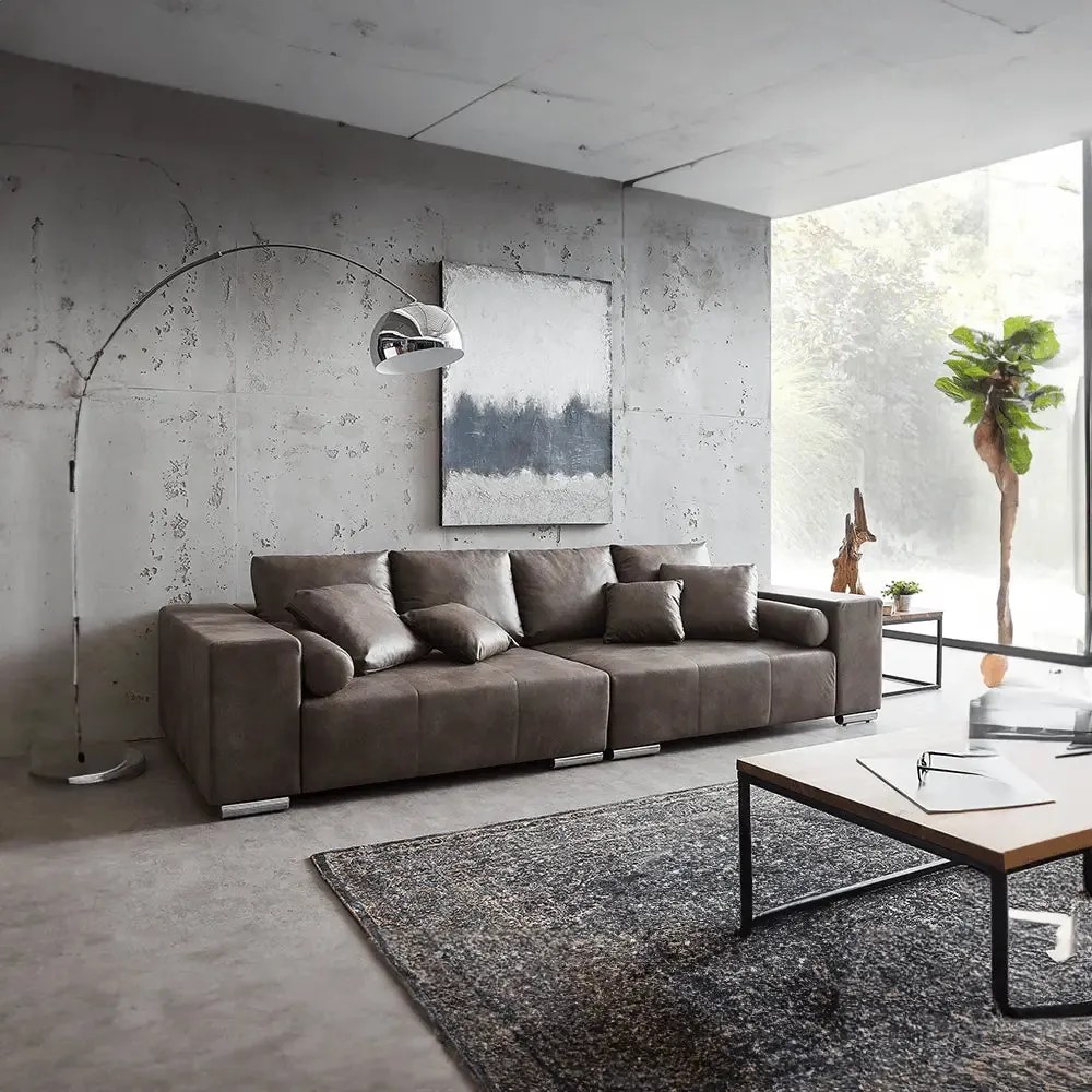 Canapea extensibilă dumonde cu ladă de depozitare si sezut confortabil din spuma high-density, Marbela Tobago Brown XXL 295x100 cm