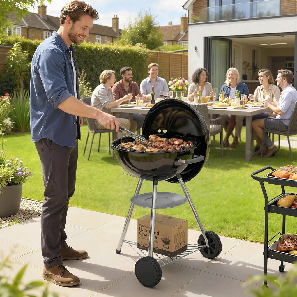 Outsunny Grătar rotund tip kettle | Aosom Romania