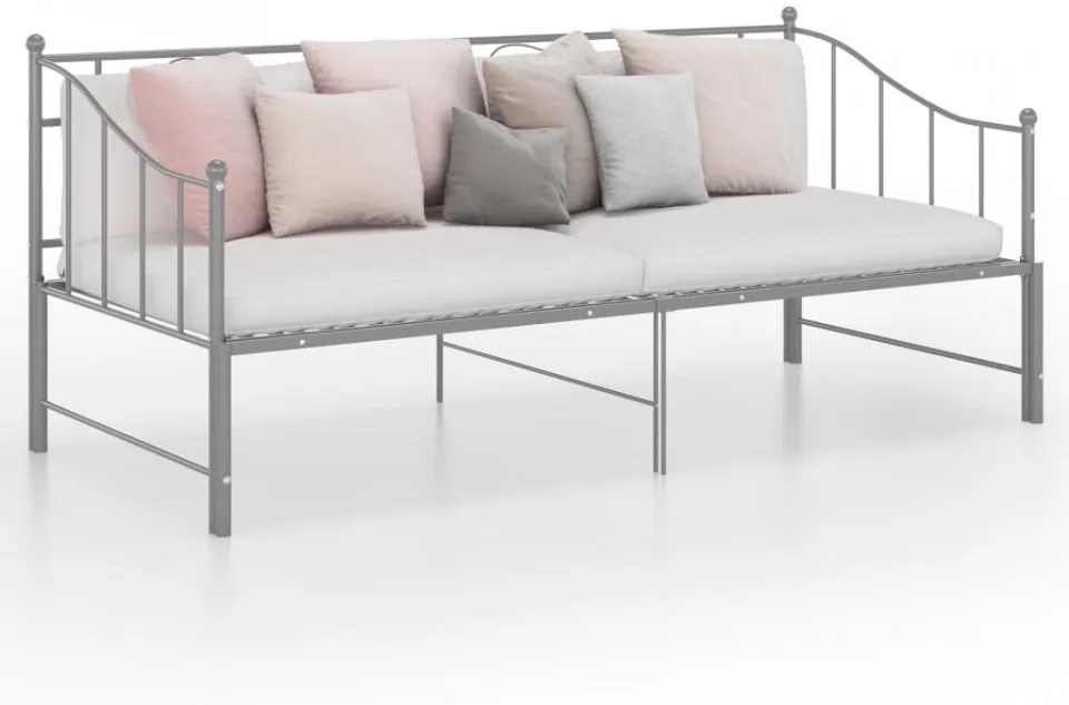Cadru pat canapea extensibilă, gri, 90x200 cm, metal