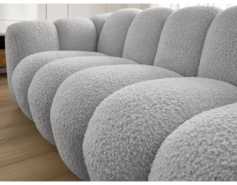 Canapea gri deschis cu tapițerie din țesătură bouclé 232 cm Hippolyte – Bobochic Paris