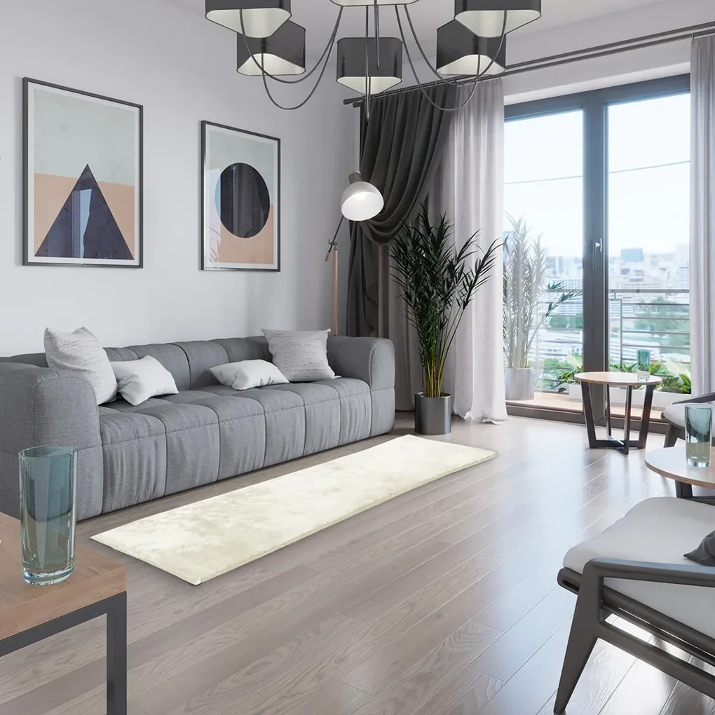 Covor din blana artificiala de iepure crem, LOVIKA Dimensiune: 120 x 170 cm