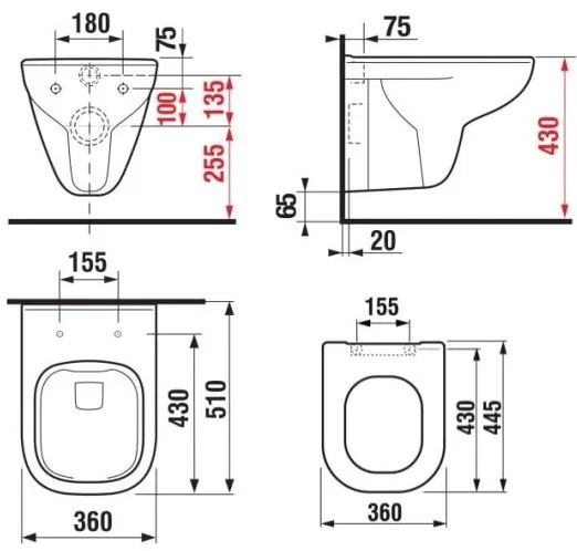 JIKA H8666140000001 - Vas WC suspendat DEEP + capac WC cu închidere lentă SoftClose DEEP