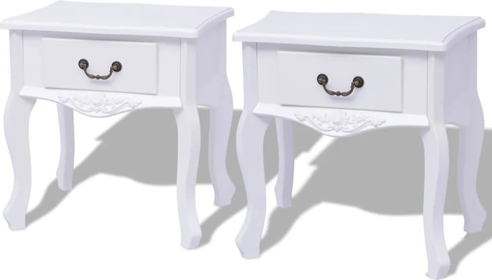 vidaXL Noptiere din lemn MDF alb 2 buc.