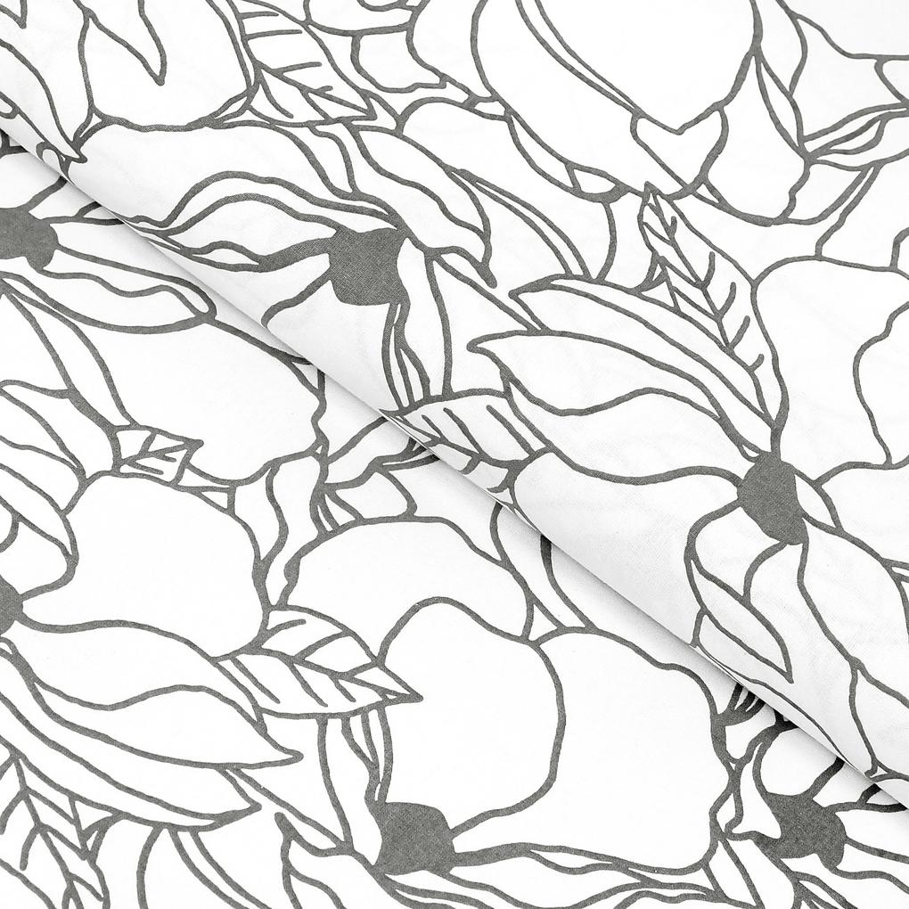 Goldea față de masă 100% bumbac - flori gri pe alb 100 x 140 cm