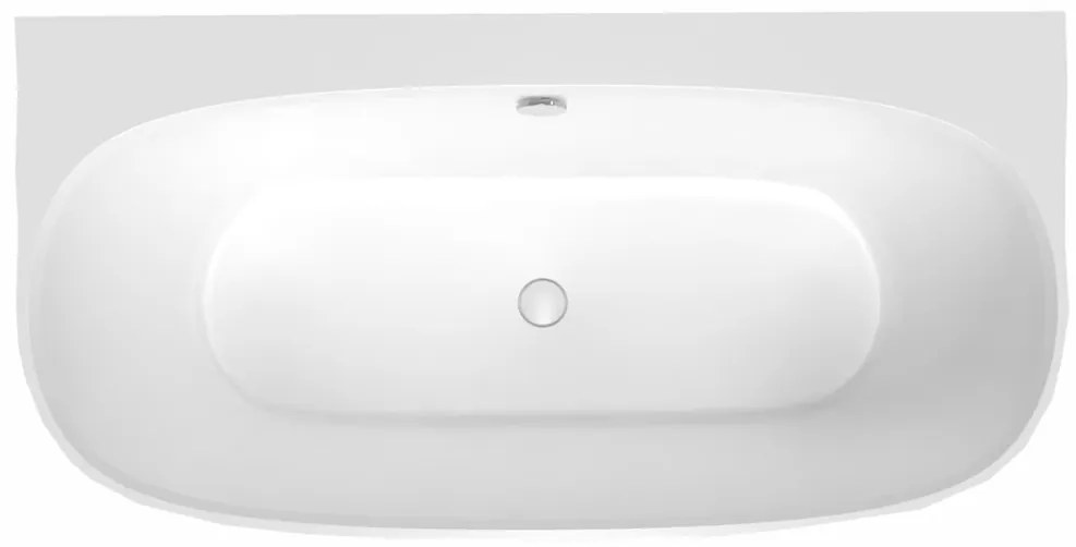 Cada freestanding compozit, 160 x 80 cm, lipita de perete, model 3D, alb lucios mat Foglia Linea