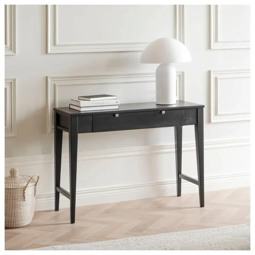 Masă consolă din lemn de stejar Rowico Fulla, negru