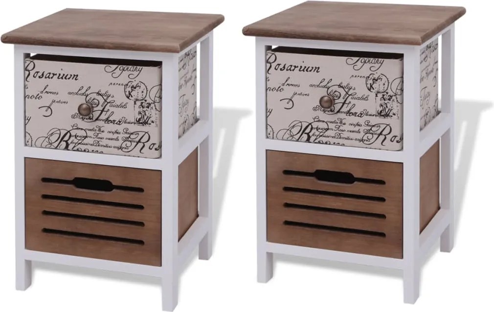 vidaXL Noptiere din lemn, 2 buc