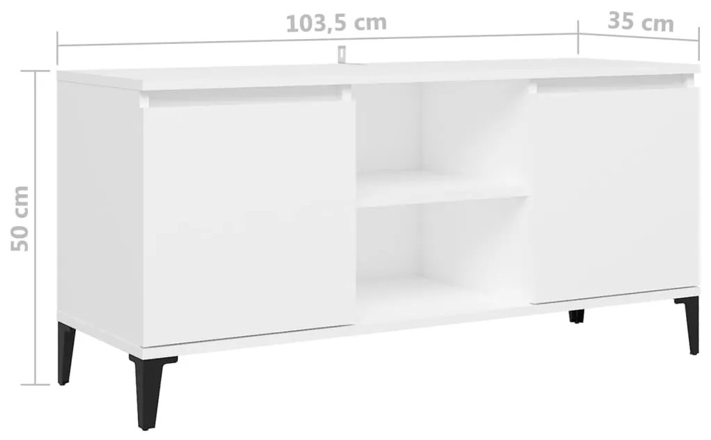 Comoda TV cu picioare metalice, alb, 103,5x35x50 cm 1, Alb