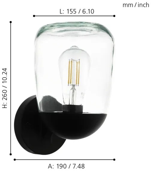 Eglo 98701 - Aplică perete exterior DONATORI 1xE27/60W/230V IP44