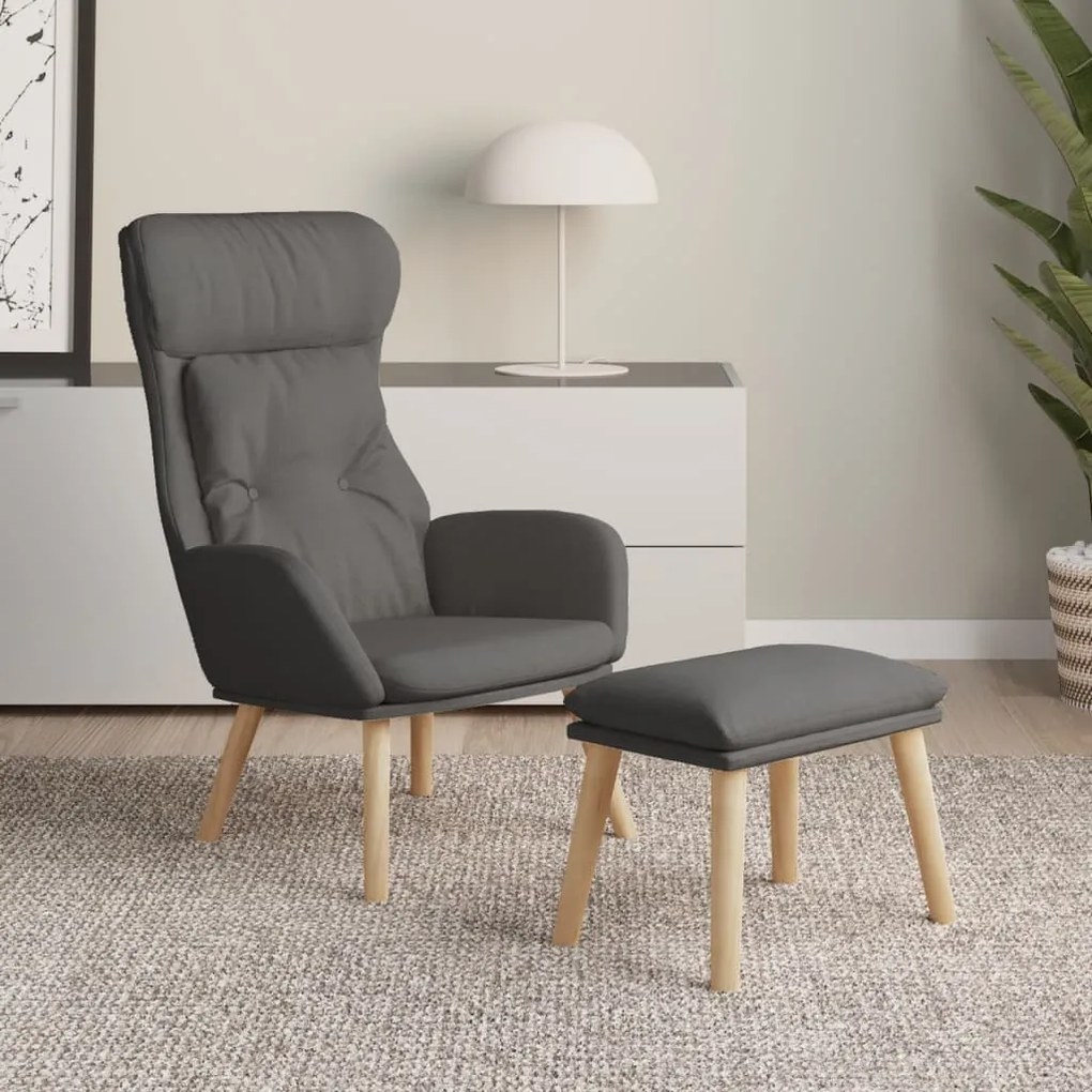 3097751 vidaXL Scaun de relaxare cu taburet, gri deschis, textil