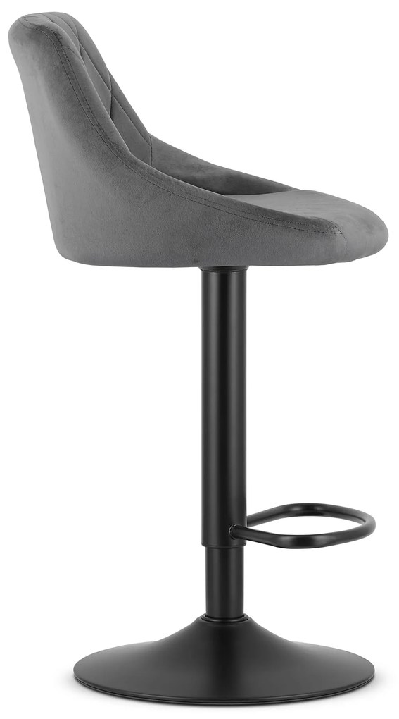 Scaun de bar gri KAST VELVET cu picior negru