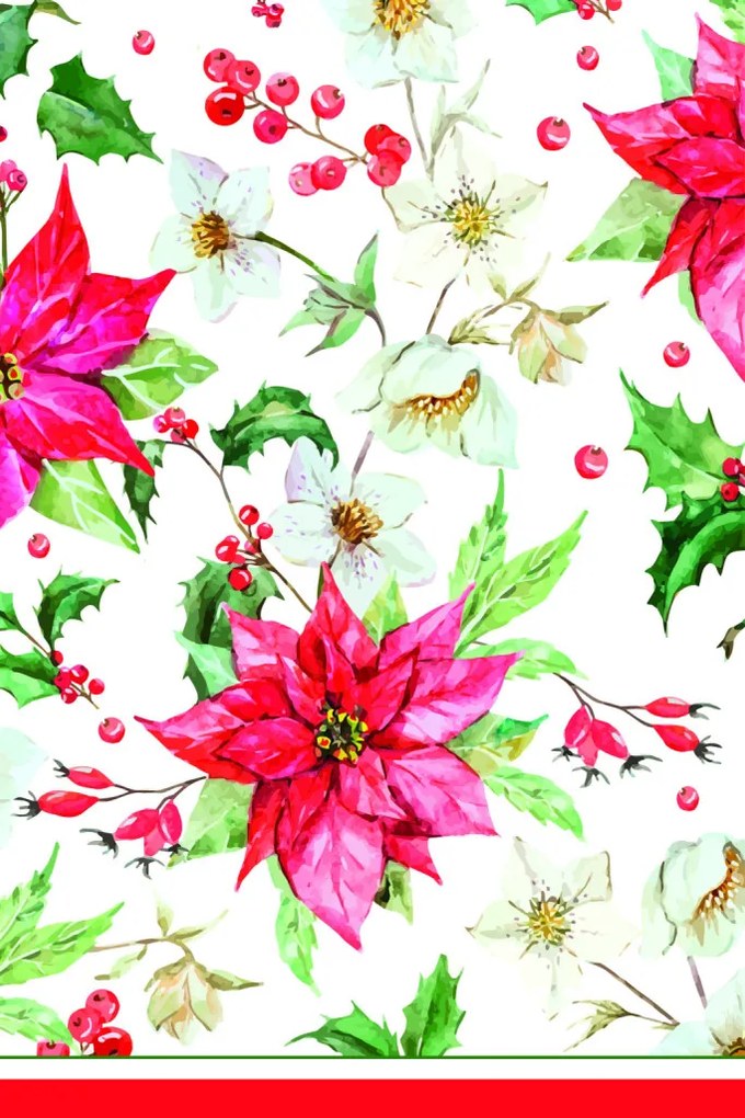 Crăciun Poinsettia fata de masă de hârtie 120x180 cm
