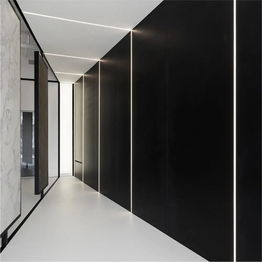 Profil LED Aluminiu Incastrat – Finisaj Glet, 2m, 1,5 cm Rigips