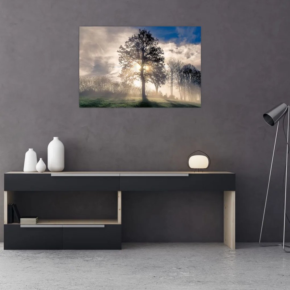 Tablou cu copac în ceață (90x60 cm)