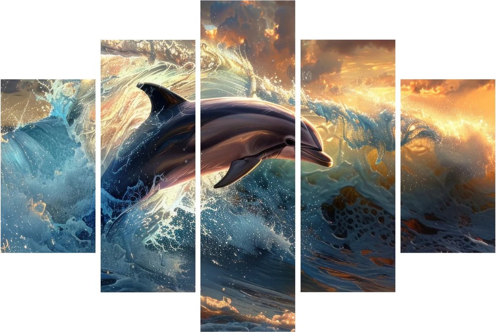 Tablou - Delfin, ilustrații (150x105 cm)